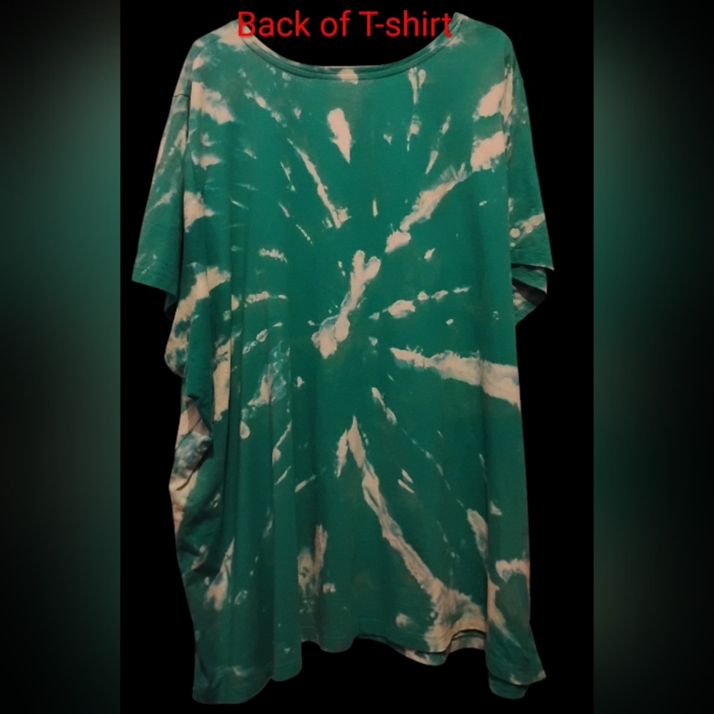 5X Women's Tie-Dye Scoop Neck Women's Top - Green & White - Picture 2 of 3